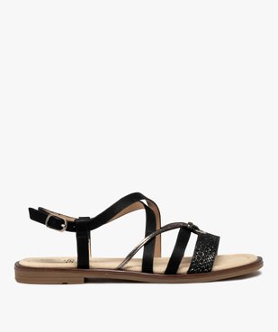 Sandales femme à talon plat et brides métallisées vue1 - GEMO (CASUAL) - GEMO