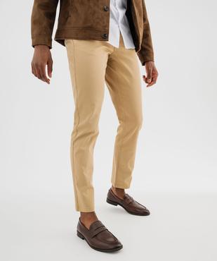 Pantalon chino coupe slim en toile de coton stretch au coloris unique homme vue1 - GEMO 4G HOMME - GEMO