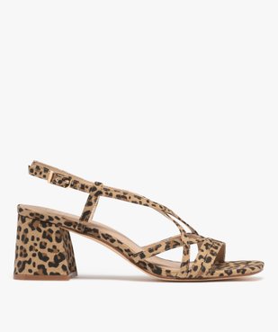 Sandales à brides en toile avec talon flare femme  vue2 - FOLLOW ME - GEMO
