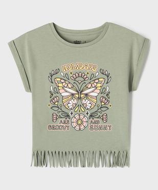 Tee-shirt manches courtes avec franges fille vue1 - GEMO 4G FILLE - GEMO