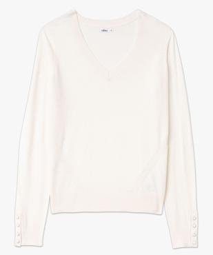 Pull fin à col V avec boutons aux poignets femme vue4 - GEMO 4G FEMME - GEMO