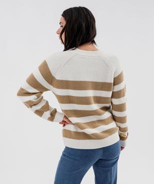 Pull rayé en côtes perlées esprit marinière femme - LuluCastagnette vue3 - LULU CASTAGNETTE GEMO FOR GOOD - GEMO