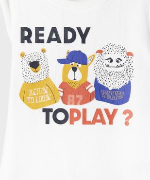 Pyjama en maille polaire bicolore avec motif animaux garçon vue2 - GEMO (ENFANT) - GEMO