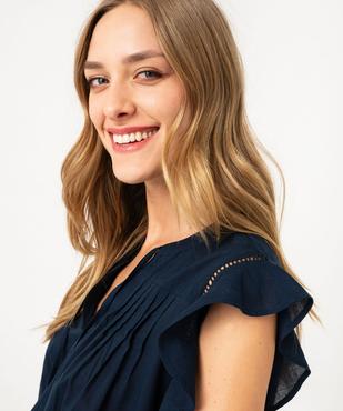 Blouse manches courtes avec volants aux emmanchures femme vue2 - GEMO(FEMME PAP) - GEMO
