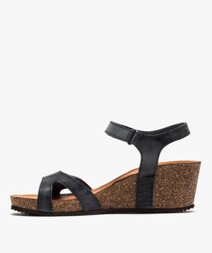 Sandales femme à talon compensé et fines brides scratch vue3 - GEMO(URBAIN) - GEMO