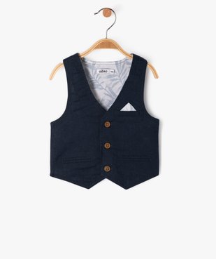 Gilet de costume en lin et coton bébé garçon vue1 - GEMO 4G BEBE - GEMO