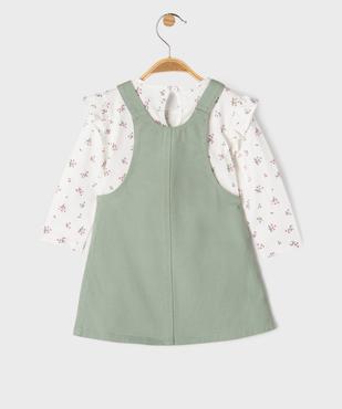 Ensemble 2 pièces bébé fille robe salopette et tee-shirt vue3 - GEMO 4G BEBE - GEMO