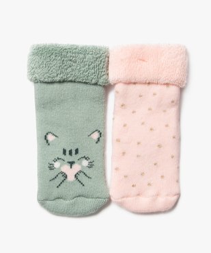 Bottons en coton avec intérieur bouclette bébé fille (lot de 2) vue1 - GEMO 4G BEBE - GEMO