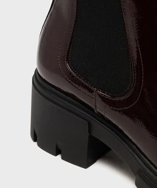 Boots femme vernies à talon carré et semelle crantée dessus verni vue6 - 5 MILES - GEMO