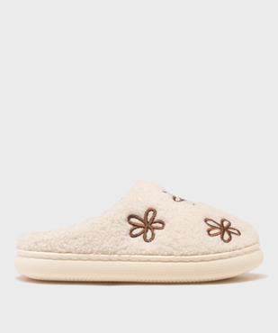 Chaussons mules en maille bouclette avec motifs fleuris femme vue1 - GEMO(HOMWR FEM) - GEMO