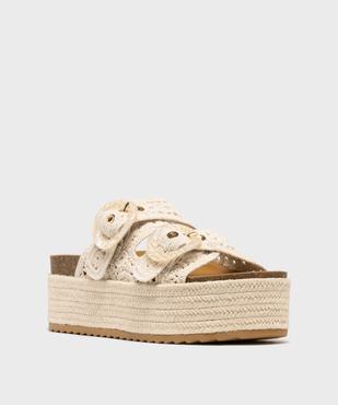 Mules à semelle plateforme tressée et brides macramé femme vue2 - 5 MILES - GEMO