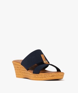 Mules femme à talon compensé et brides élastiques avec détail fantaisie vue2 - VALENTINA BALDA - GEMO