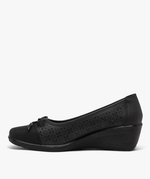 Escarpins femme confort unis à semelle compensée avec motifs ajourés  vue3 - GEMO 4G FEMME - GEMO