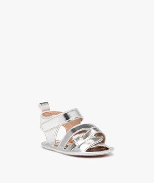 Chaussons de naissance bébé fille sandales métallisées à scratch vue2 - GEMO (ENFANT) - GEMO