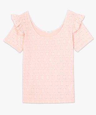 Tee-shirt femme en crêpe ajouré et volant vue4 - GEMO(FEMME PAP) - GEMO