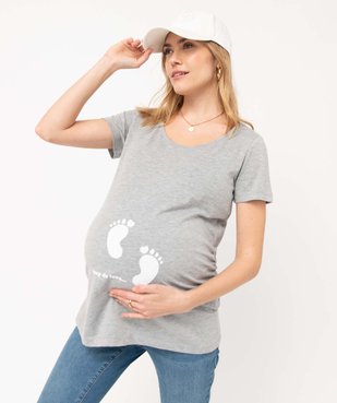 Tee-shirt de grossesse imprimé à manches courtes vue1 - GEMO 4G MATERN - GEMO