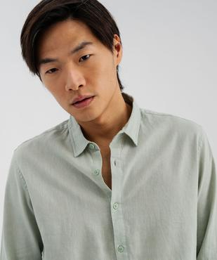 Chemise à manches longues en lin et coton coupe regular homme vue2 - GEMO 4G HOMME - GEMO