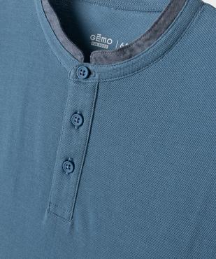 Tee-shirt à manches courtes col tunisien en maille piquée garçon vue2 - GEMO 4G GARCON - GEMO