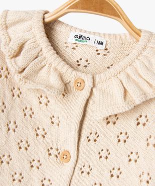 Gilet en maille ajourée avec col à volant bébé fille vue3 - GEMO 4G BEBE - GEMO