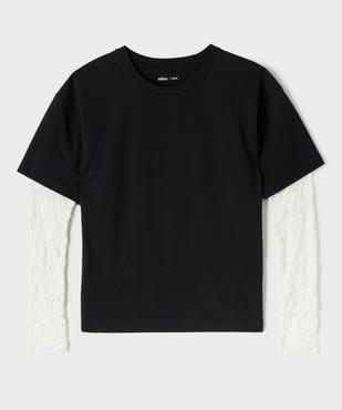 Tee-shirt 2 en 1 avec manches en dentelle fille vue2 - GEMO (JUNIOR) - GEMO