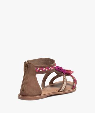 Sandales fille zippées à brides et pompons en cuir  vue4 - GEMO (ENFANT) - GEMO