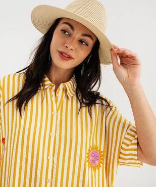 Robe longue chemise à manches courtes femme vue2 - GEMO(FEMME PAP) - GEMO