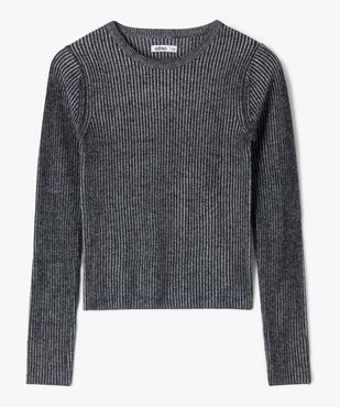 Pull en maille côtelée bicolore à col rond fille vue1 - GEMO (JUNIOR) - GEMO