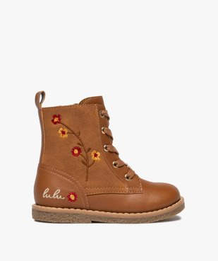 Bottines fille à zip et à lacets fleurs fantaisie - LuluCastagnette vue1 - LULU CASTAGNETT - GEMO
