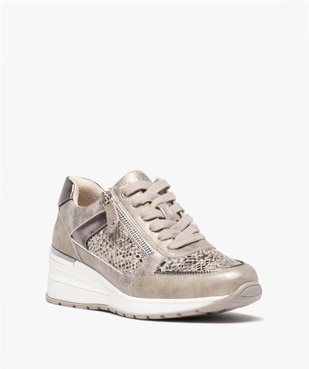 Baskets femme compensées imitation croco à zip vue2 - GEMO (SPORTSWR) - GEMO