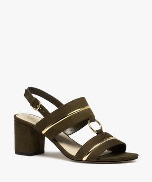 Sandales femme à talon dessus suédé avec détails métallisés  vue2 - GEMO(URBAIN) - GEMO