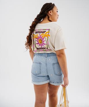 Tee-shirt manches courtes avec motifs femme grande taille vue1 - GEMO (G TAILLE) - GEMO