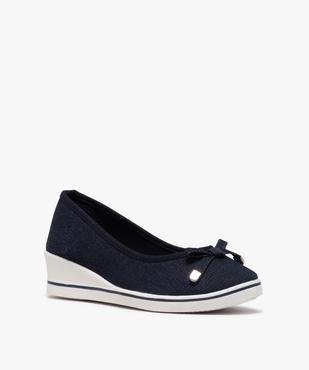 Ballerines femme en toile à talon compensé vue2 - GEMO 4G FEMME - GEMO