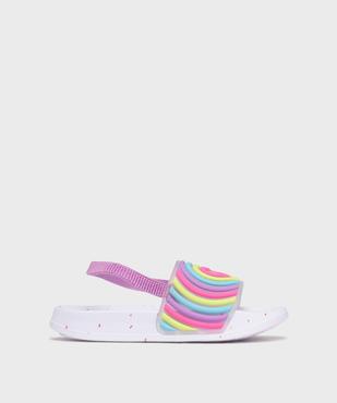 Mules de piscine avec bride cheville élastique et bandeau imprimé fille  vue1 - GEMO (PLAGE) - GEMO