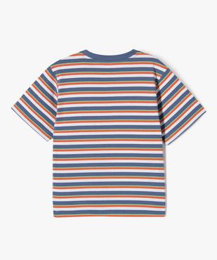 Tee-shirt manches courtes à rayures multicolores garçon vue4 - GEMO 4G GARCON - GEMO