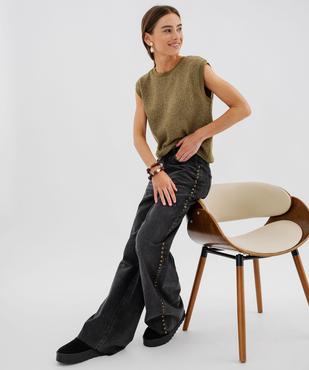 Tee-shirt sans manches en maille tricotée et pailletée femme vue4 - GEMO(FEMME PAP) - GEMO