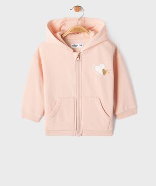 Sweat à capuche fermeture zippée aimantée bébé fille vue1 - GEMO 4G BEBE - GEMO