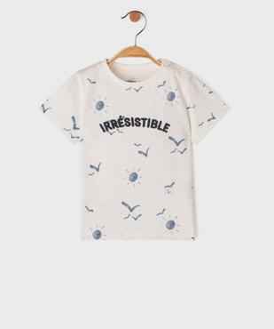 Tee-shirt manches courtes avec motifs et inscription bébé garçon vue1 - GEMO 4G BEBE - GEMO