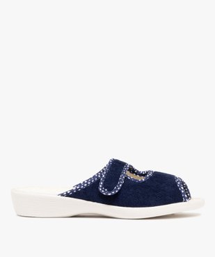 Chaussons femme pantoufles ouvertes à scratch avec liseré coeurs vue1 - GEMO 4G FEMME - GEMO