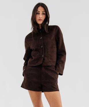 Veste courte en suédine femme vue1 - GEMO(FEMME PAP) - GEMO