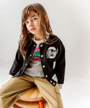 Blouson en molleton et fermeture pressionnée fille vue1 - GEMO (ENFANT) - GEMO