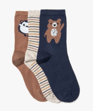 Chaussettes hautes avec motifs animaux garçon (lot de 3)  vue1 - GEMO (ENFANT) - GEMO