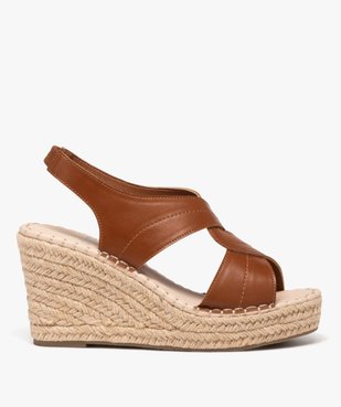 Sandales femme à talon compensé en corde unies à enfiler vue2 - GEMO(URBAIN) - GEMO