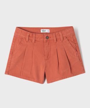 Short en coton pinces avec taille ajustable fille vue1 - GEMO 4G FILLE - GEMO