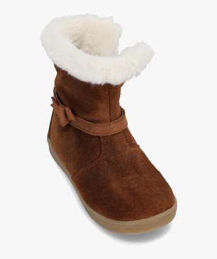 Boots bébé fille avec col fourré dessus cuir uni – NA!  vue5 - NA! - GEMO