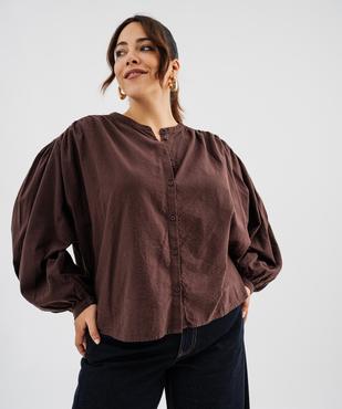 Chemise en coton col officier femme grande taille vue3 - GEMO (G TAILLE) - GEMO
