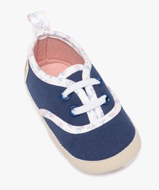 Chaussons de naissance en toile à liseré fleuri - LuluCastagnette vue5 - LULUCASTAGNETTE - GEMO