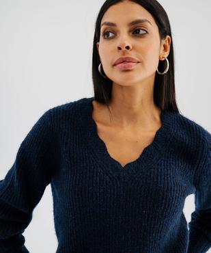 Pull en maille douillette extensible à col V femme vue4 - GEMO 4G FEMME - GEMO