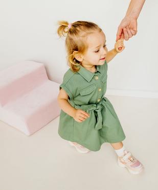Robe chemise à manches courtes en toile de coton bébé fille vue6 - GEMO 4G BEBE - GEMO