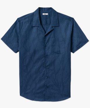 Chemise manches courtes col cubain imprimé feuillage en relief homme vue4 - GEMO (HOMME) - GEMO