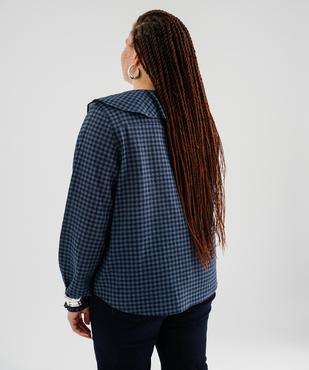 Chemise manches longues en coton stretch à carreaux et grand col femme grande taille vue3 - GEMO (G TAILLE) - GEMO